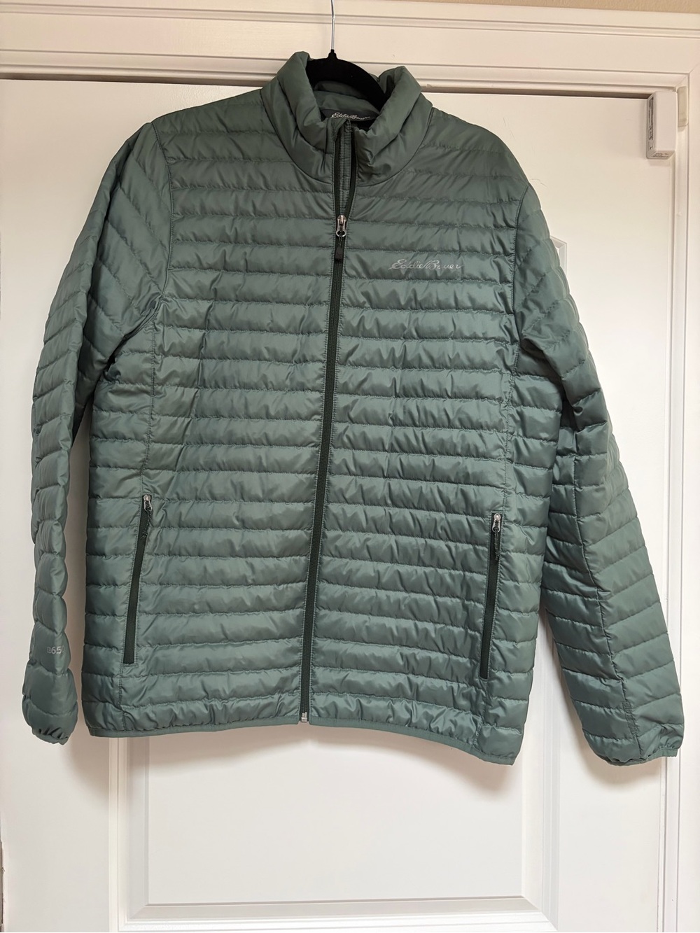 Eddie Bauer 650 Fill Down Packable Puffer Jacket Men’s Sz M Sage Green Full Zip